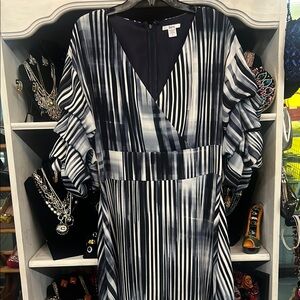 Chic Black and White Striped Dress